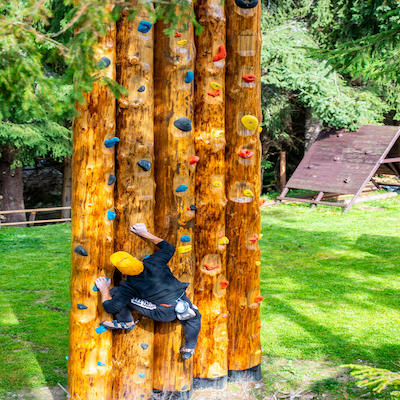 Outdoor climbing wall at Simplicity Retreat playground